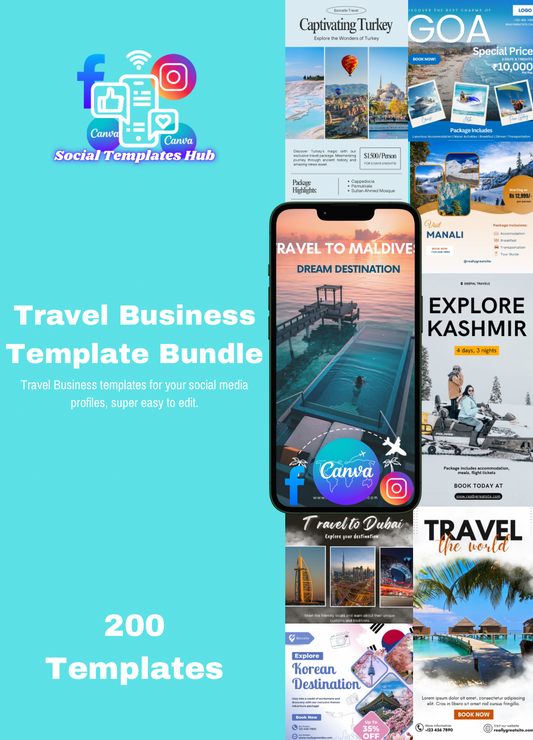 2️⃣0️⃣0️⃣ Travel Business Post+Stories Bundle